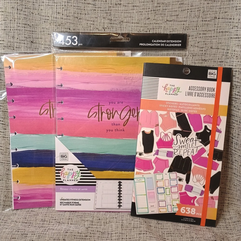 **READ** Happy Planner Undated Fitness Extension Pack Bundle with Sticker Book